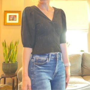 Black Eyelet Top, size XS